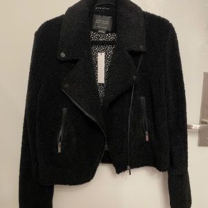 Black teddy moto jacket
